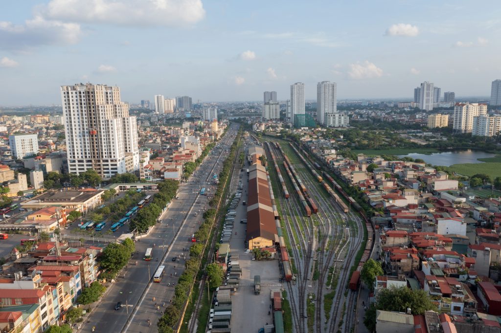 A rail freight depot in Hanoi, Vietnam. Image: Shutterstock. © Vietnam Stock Images
