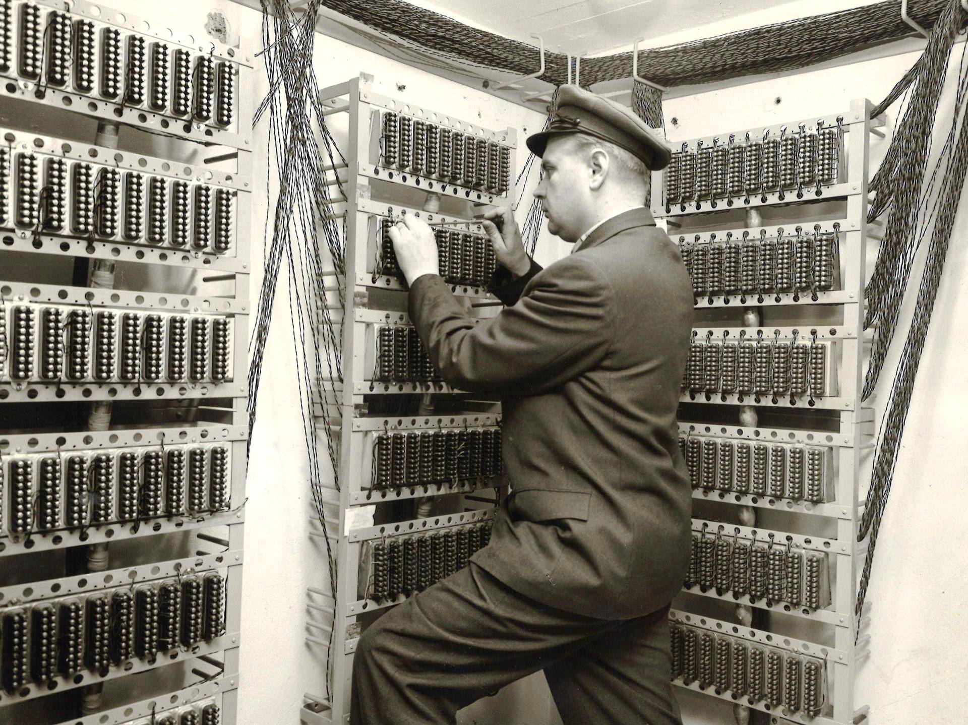Telephone switchboard in Finland, 1968
